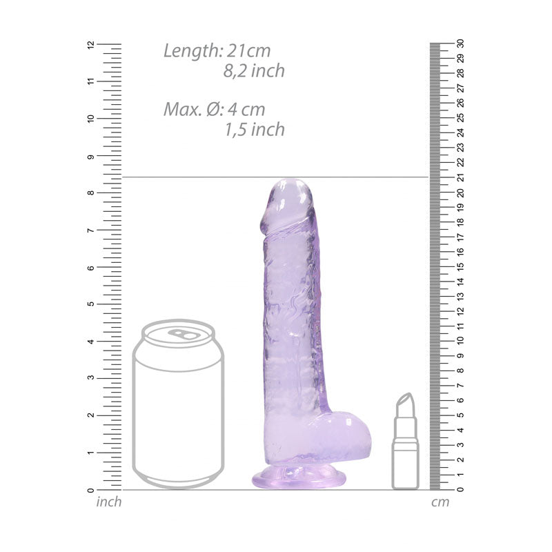 Realrock Crystal Clear 8 Inch Realistic Dildo with Balls – Body-Safe Phthalate-Free TPE > Dildos > Realistic Dildos