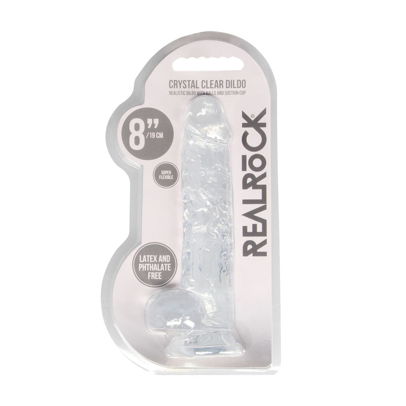 REALROCK Crystal Clear 8 Inch Realistic Dildo with Balls – Body-Safe TPE Dildo > Dildos > Realistic Dildos