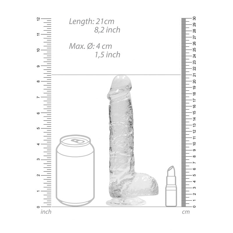 REALROCK Crystal Clear 8 Inch Realistic Dildo with Balls – Body-Safe TPE Dildo > Dildos > Realistic Dildos