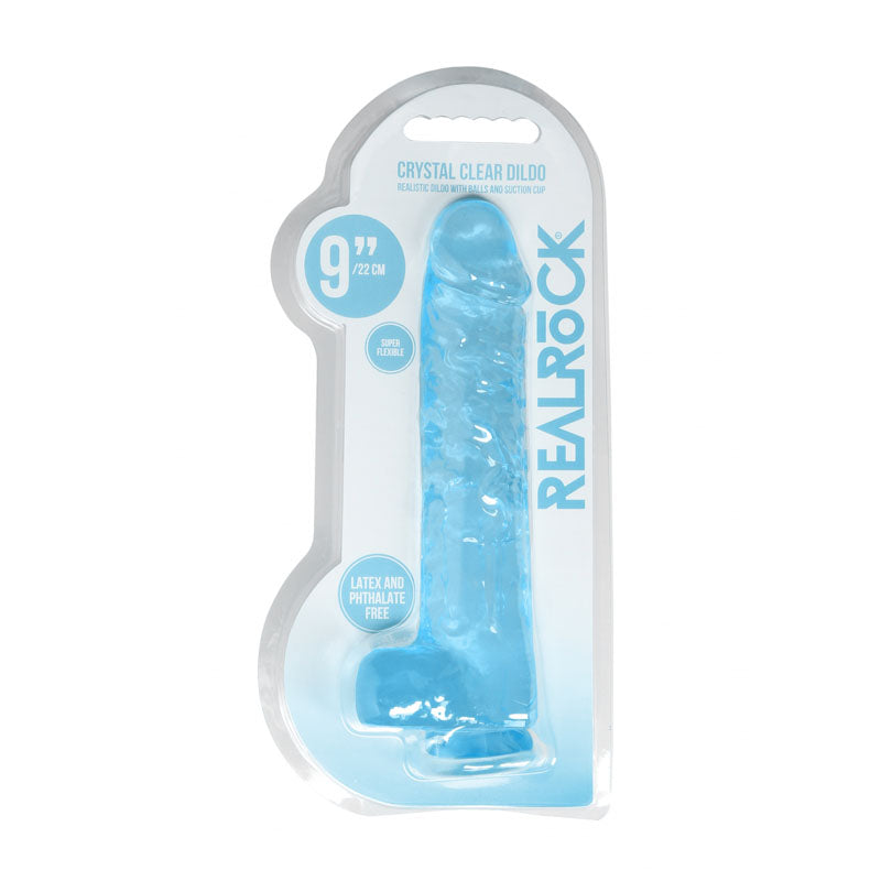 RealRock Crystal Clear 9 Inch Body-Safe Phthalate-Free Skin Safe Rubber Realistic Dildo With Balls > Dildos > Realistic Dildos