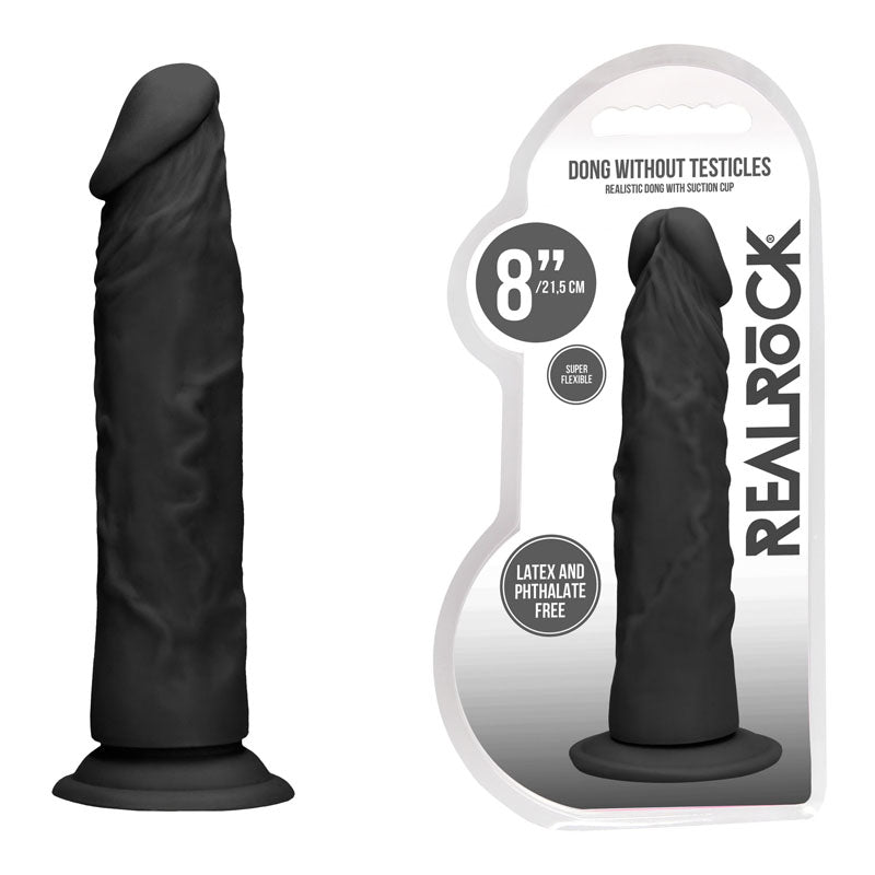 RealRock 8 Inch Realistic Phthalate-Free Skin TPE Dildo 18.9 cm Insertable Length Black > Dildos > Realistic Dildos Main image