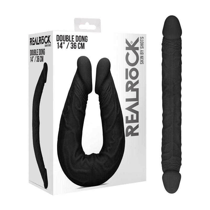 RealRock 14 Inch Double Dildo – Lifelike Phthalate-Free Double Dong Black > Dildos > Double Dildos