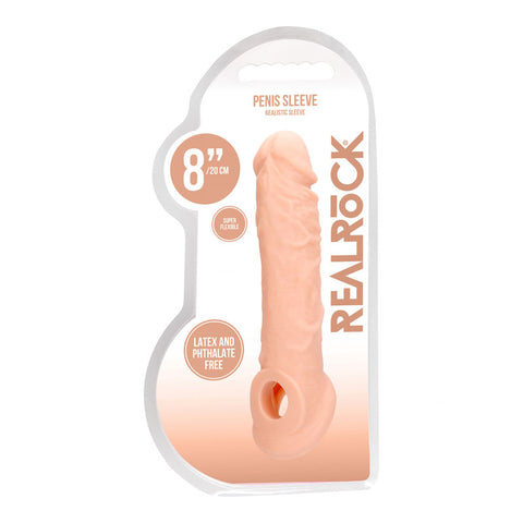 REALROCK 8'' Realistic Penis Extender 20.3 cm Extension Sleeve SLEEVES