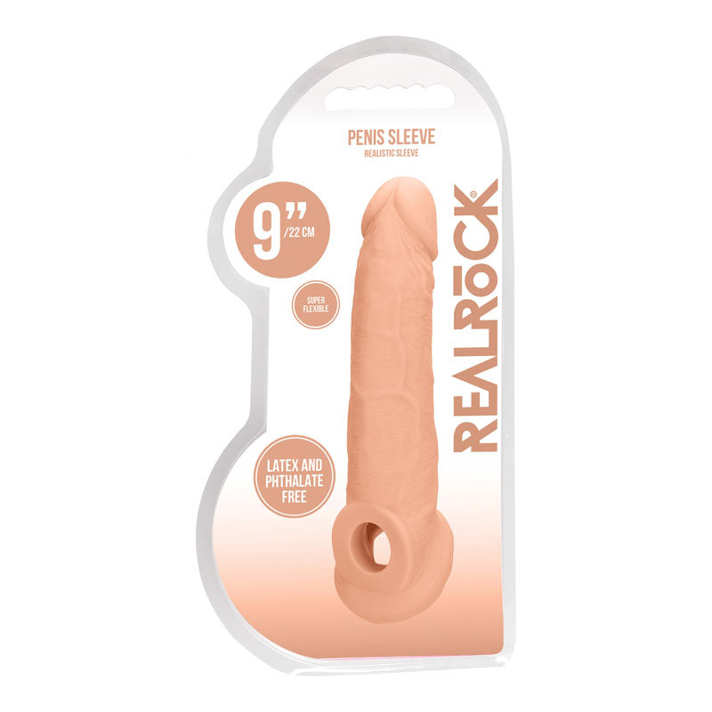 REALROCK 9'' Realistic Penis Extender with Rings 22.9 cm Sleeve > Sex Toys For Men > Penis Sleeves