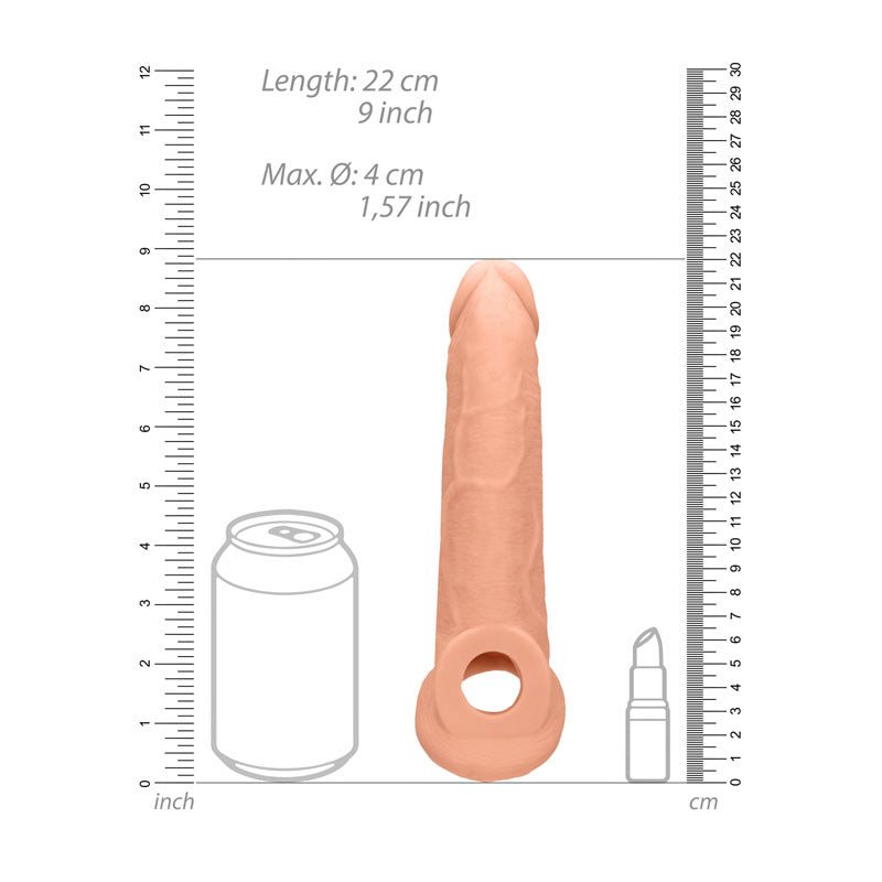 REALROCK 9'' Realistic Penis Extender with Rings 22.9 cm Sleeve > Sex Toys For Men > Penis Sleeves