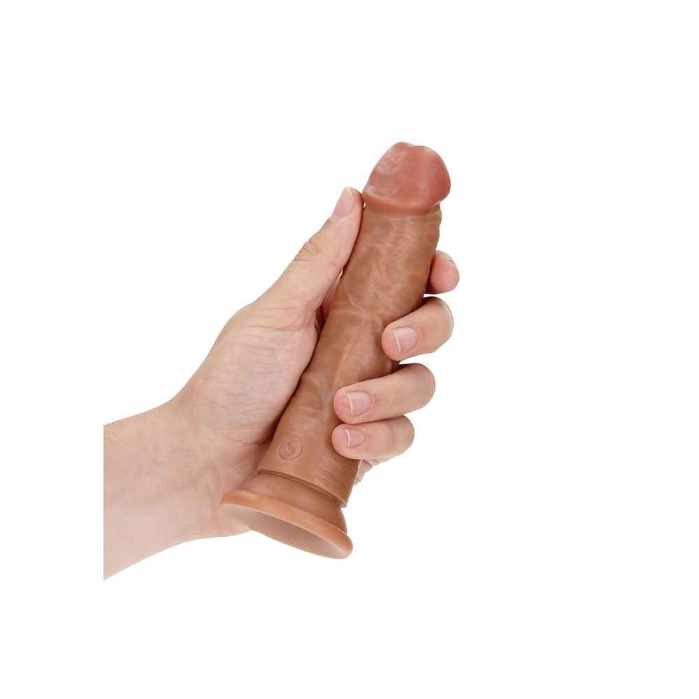 RealRock Realistic Curved Dildo with Suction Cup 6 Inch Tan
