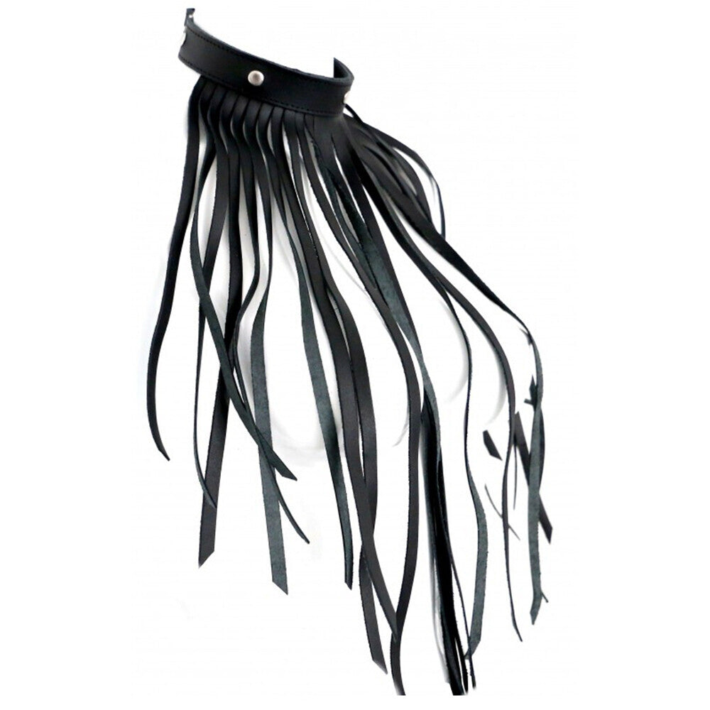 The Red Leather Fringe Collar (Red) – SM Style Necklace Accessory > Bondage Gear > Collars