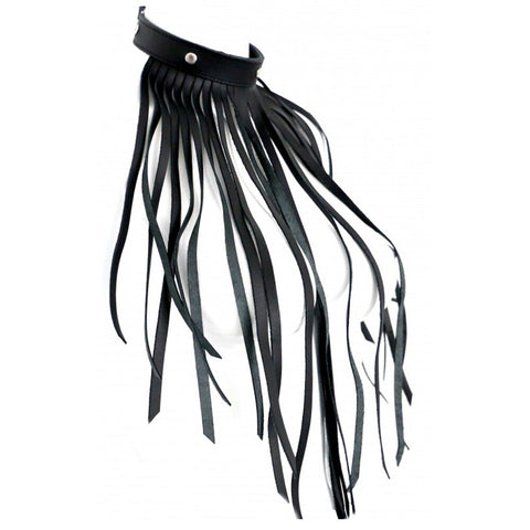 The Red Leather Fringe Collar (Red) – SM Style Necklace Accessory > Bondage Gear > Collars