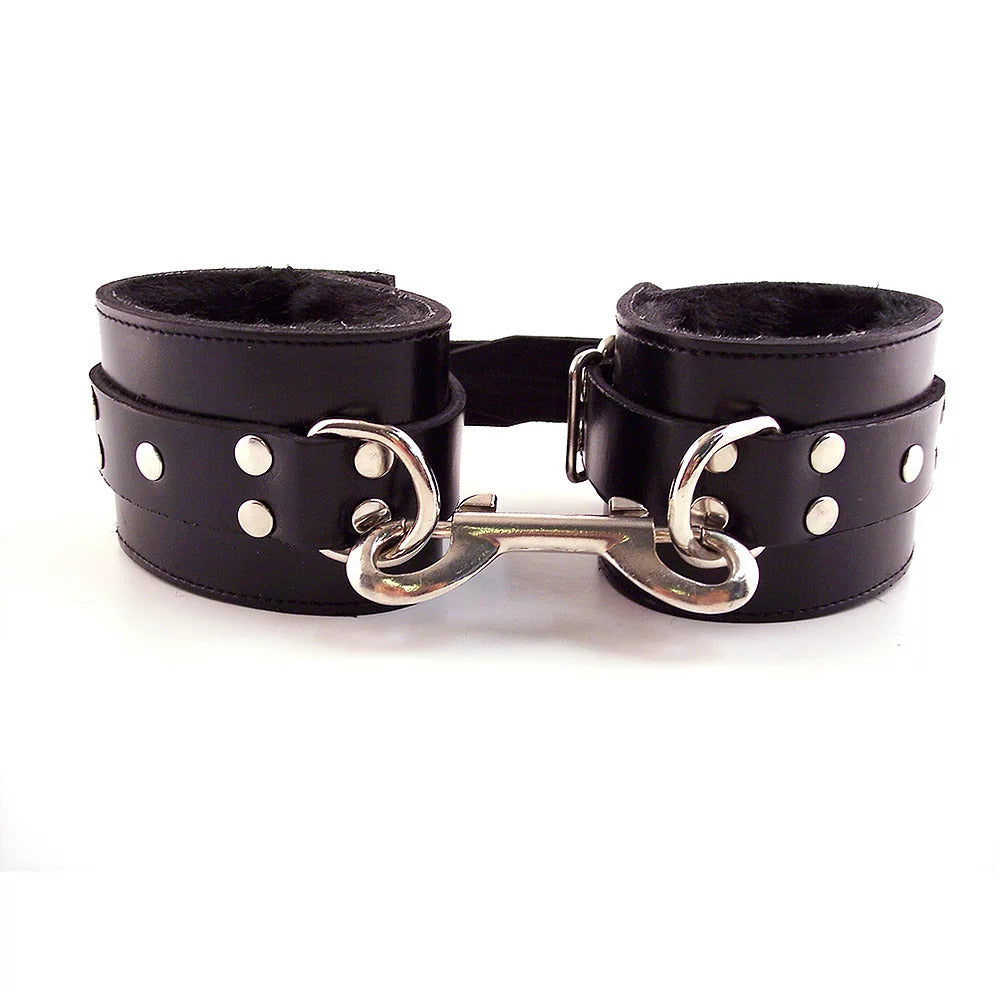 Rouge Garments Black Fur Wrist Cuffs Adjustable Restraints Default Title > Bondage Gear > Handcuffs