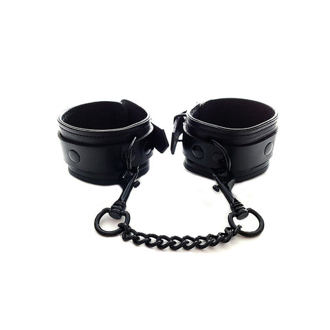 Rouge Garments Plain Black Leather Ankle Cuffs – Adjustable Restraints Default Title > Bondage Gear > Restraints