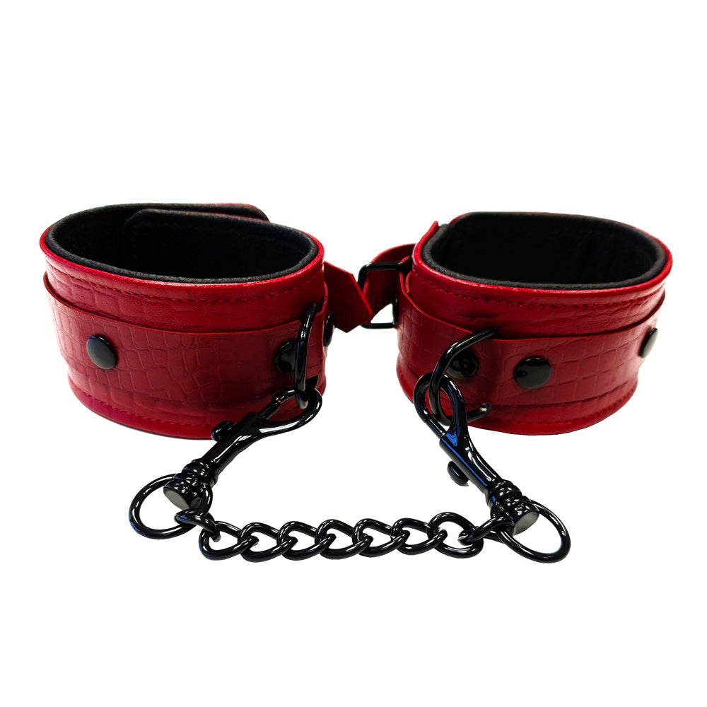 Rouge Garments Croc Print Leather Adjustable Ankle Cuffs Default Title > Bondage Gear > Restraints