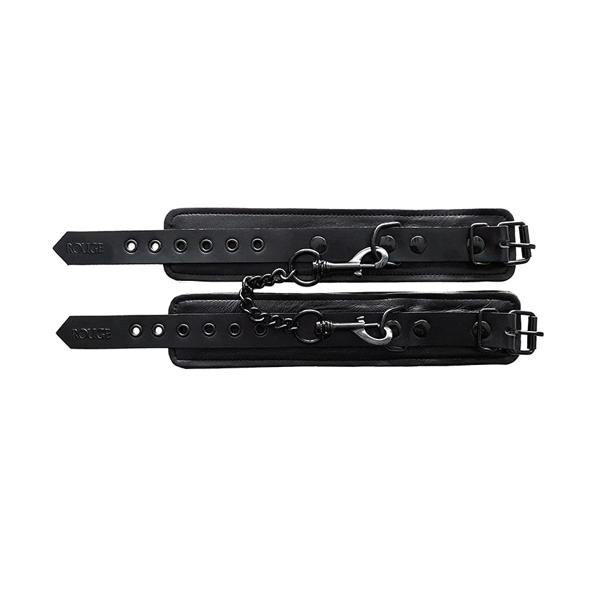 Rouge Garments Leather Black Wrist Cuffs For Bondage > Bondage Gear > Handcuffs