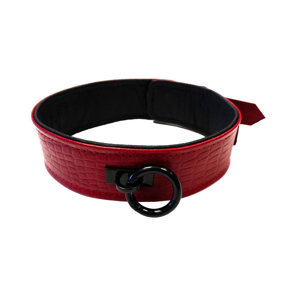 Rouge Garments Leather Croc Print Collar – Leather Collar Default Title > Bondage Gear > Collars & Leashes