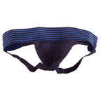 Rouge Garments Black and Blue Leather Jockstrap – Sporty Male Leather Jockstrap > Clothes > Mens Briefs