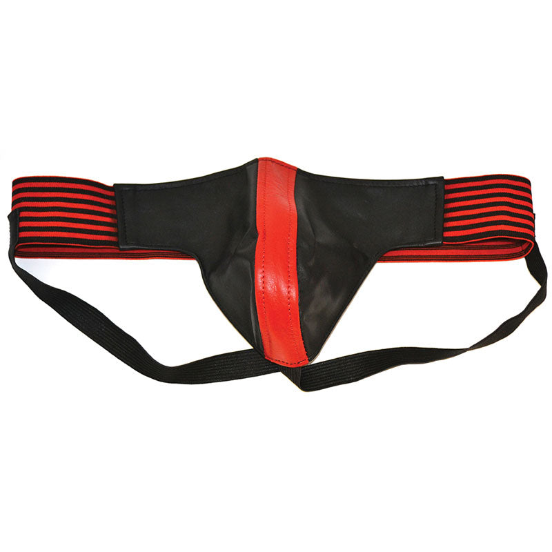 Rouge Garments Sporty Leather Jock (Black and Red) – Leather Male Jockstrap > Clothes > Jockstraps