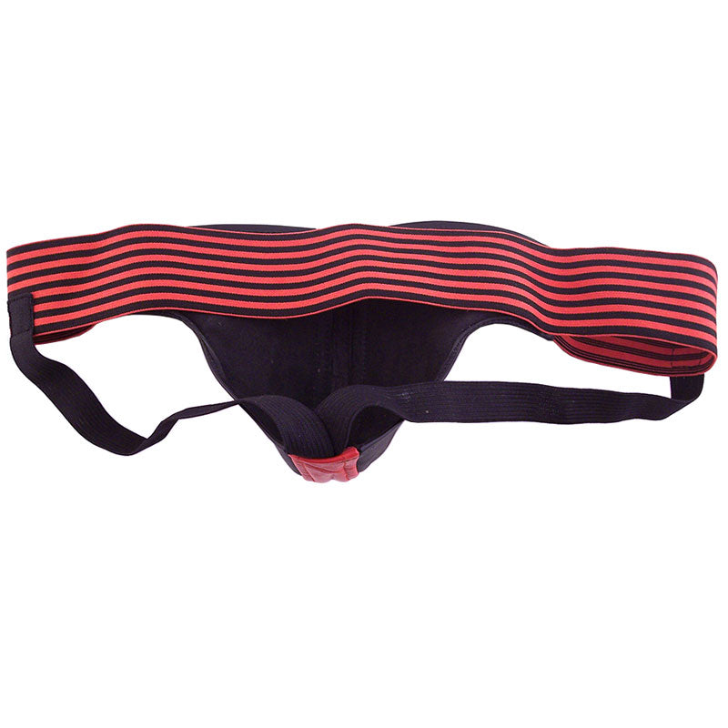 Rouge Garments Sporty Leather Jock (Black and Red) – Leather Male Jockstrap > Clothes > Jockstraps