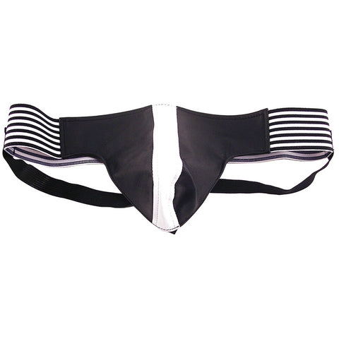 Rouge Garments Black White Leather Stripe Jockstrap Default Title Jockstraps