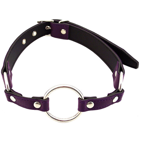 Rouge Garments Purple O Ring Gag Leather Bondage Adjustable