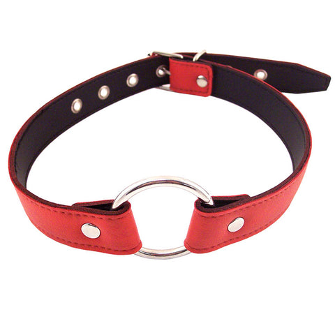 Rouge Garments Red O Ring Leather Gag Adjustable Comfort