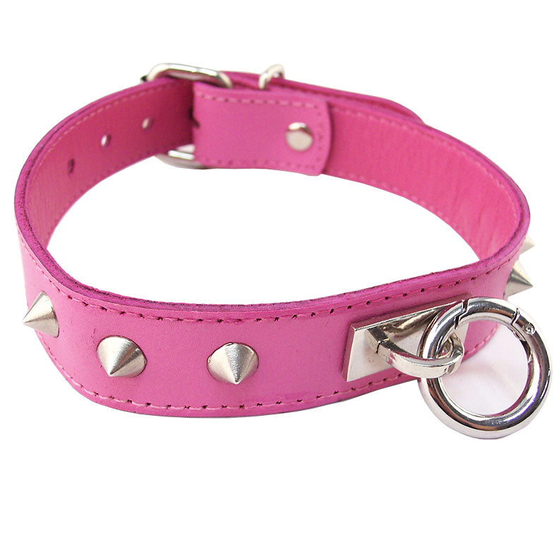 Rouge Garments Studded Collar with Removable O Ring – Adjustable Leather Collar Default Title > Bondage Gear > Collars & Leashes