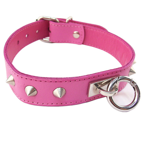 Rouge Garments Studded Collar with Removable O Ring – Adjustable Leather Collar Default Title > Bondage Gear > Collars & Leashes