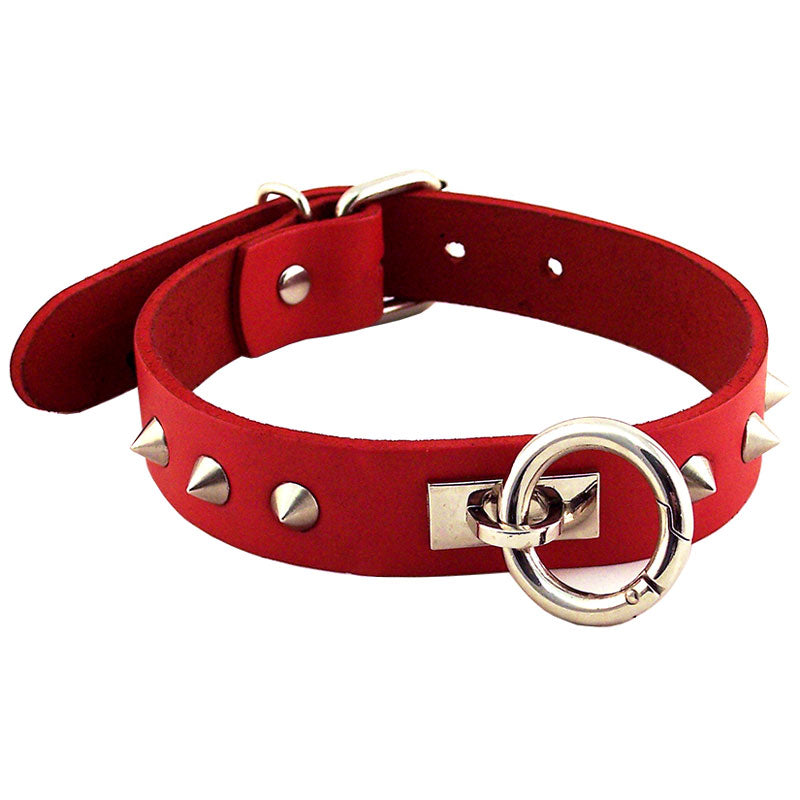Rouge Garments Red Studded Collar – Adjustable Leather Collar Default Title > Bondage Gear > Collars & Leashes Main image