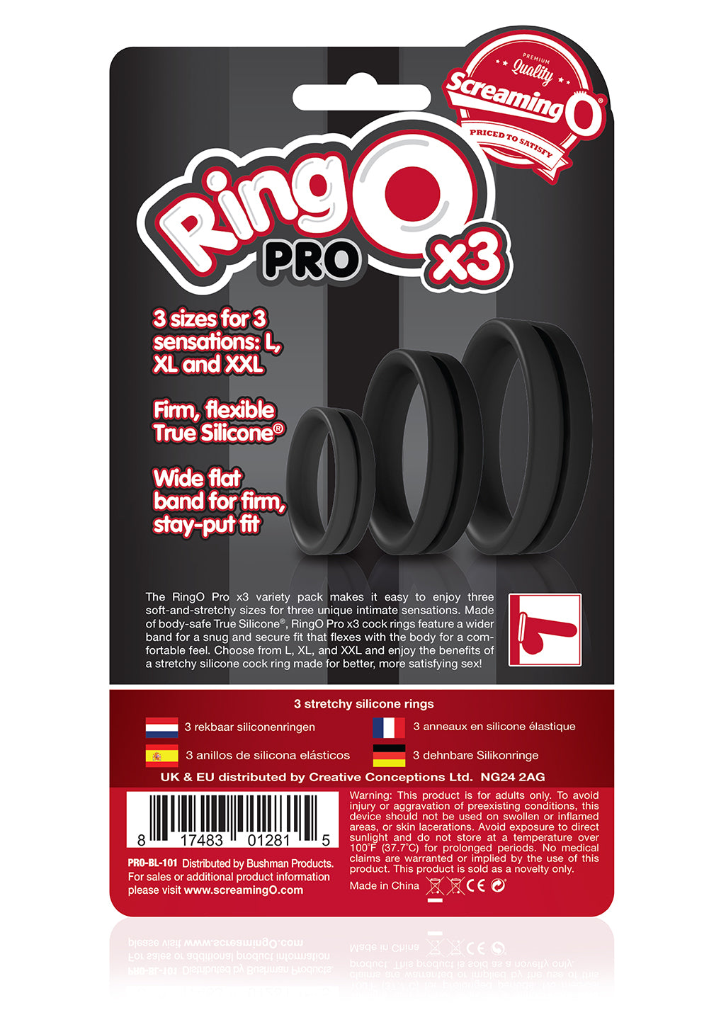 Screaming O Ringo Pro X3 Silicone Cock Ring Trio Pack COCK RING Set