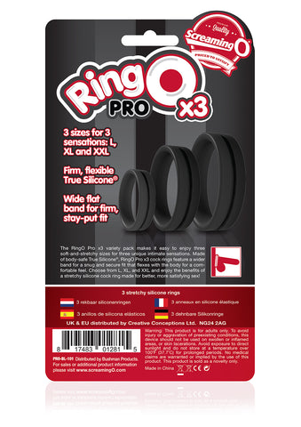 Screaming O Ringo Pro X3 Silicone Cock Ring Trio Pack COCK RING Set