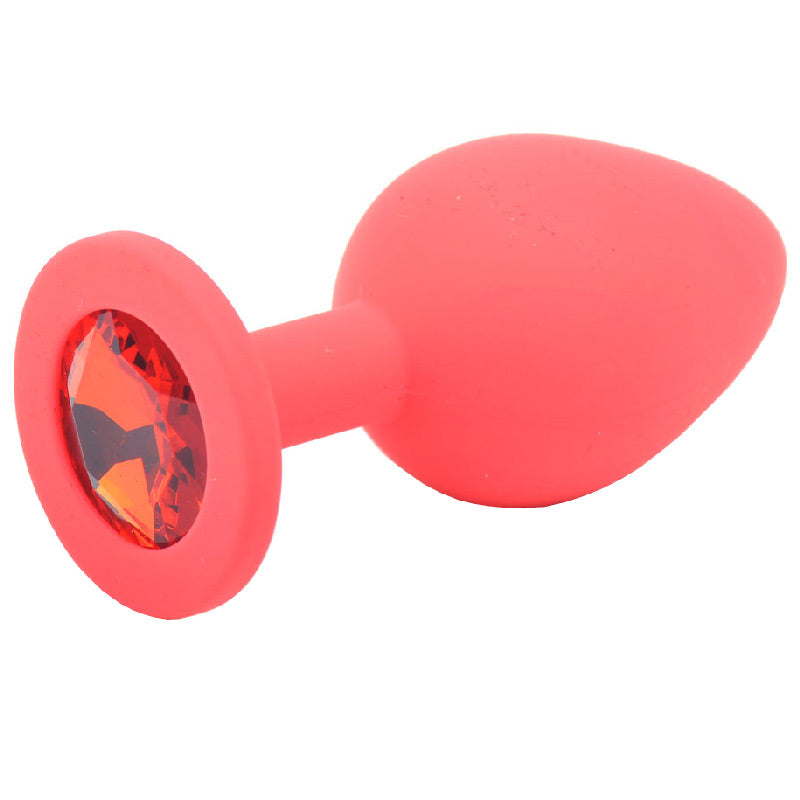 Medium Red Jewelled Silicone Butt Plug Default Title > Anal Range > Jewel Butt Plugs
