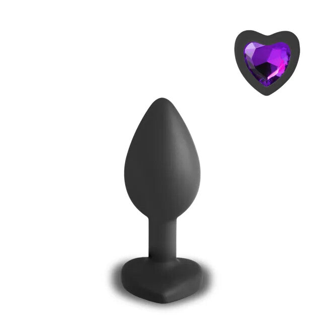 Small Heart Shaped Diamond Base Black Butt Plug Default Title > Anal Range > Jewel Butt Plugs