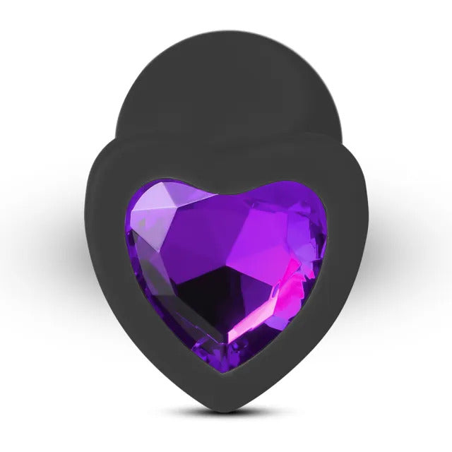 Small Heart Shaped Diamond Base Black Butt Plug > Anal Range > Jewel Butt Plugs