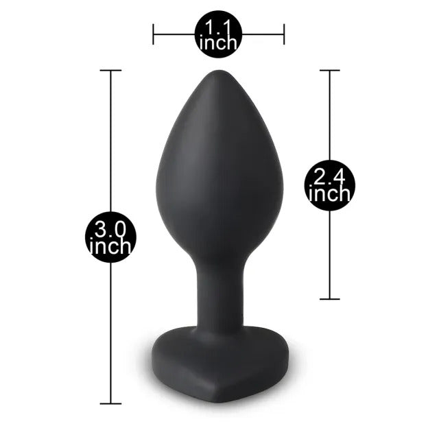 Small Heart Shaped Diamond Base Black Butt Plug > Anal Range > Jewel Butt Plugs