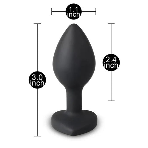 Small Heart Shaped Diamond Base Black Butt Plug > Anal Range > Jewel Butt Plugs