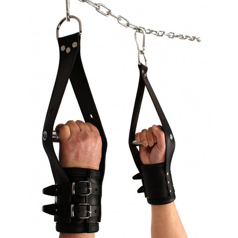 Red Deluxe Leather Suspension Handcuffs With Buckles Default Title > Bondage Gear > Restraints