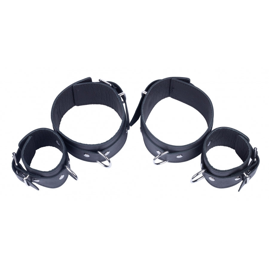 Red Leather Arm To Forearm Restraint Cuffs With Buckles > Bondage Gear > Handcuffs