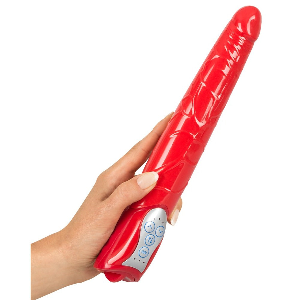 Red Push Standard Thrusting Vibrator With Pvc Sleeve > Realistic Dildos and Vibes > Penis Vibrators