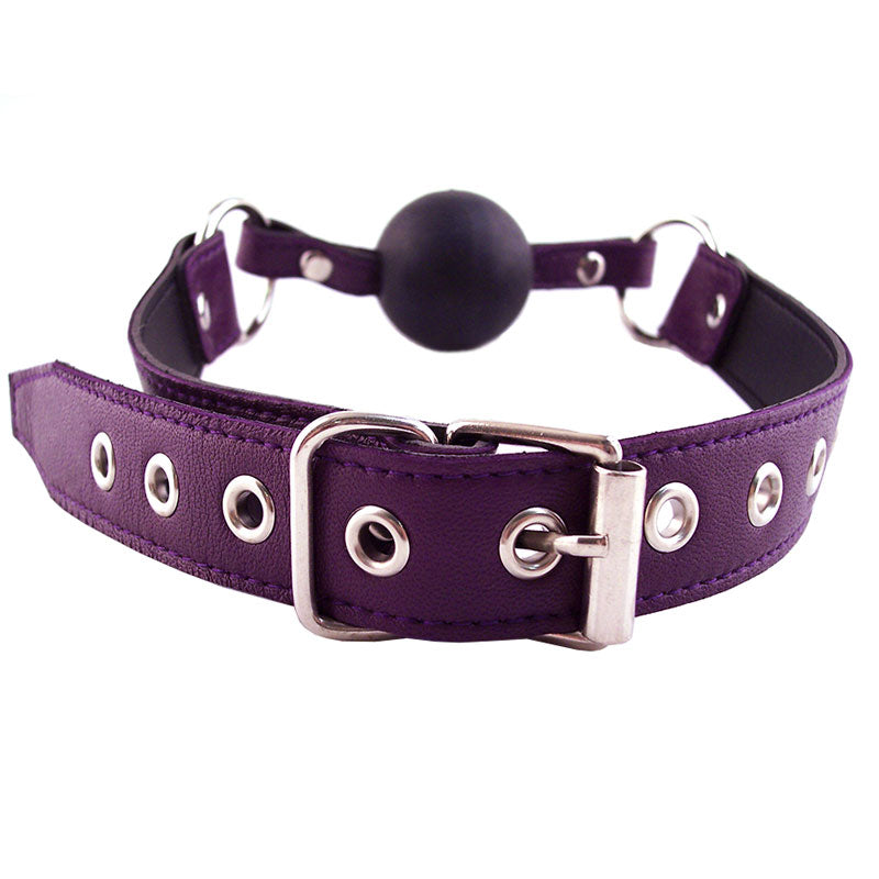 Rouge Garments Purple Adjustable Leather Ball Gag Design > Bondage Gear > Gags and Bits