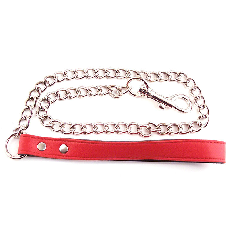 Rouge Garments Red Lead Leather Leash For Couples Play Default Title > Bondage Gear > Restraints