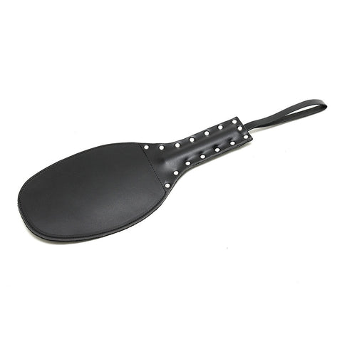 Round Oval Leather Paddle With Rivet Handle Black Finish > Bondage Gear > Paddles