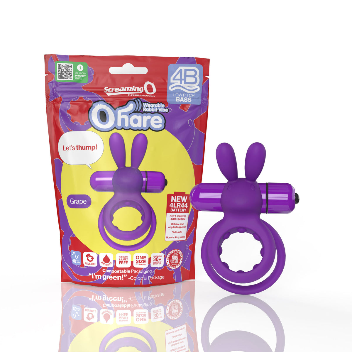 Screaming O 4B Ohare Grape – Wearable Double Ring Rabbit Vibrator with Deep Bass Vibrations > Cock Ring > Vibrating