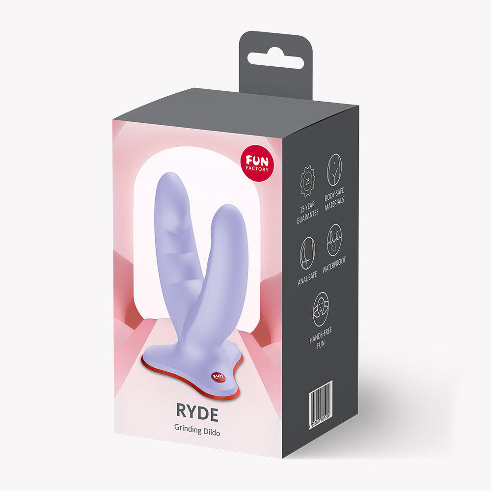 Fun Factory Ryde Silicone Grinding Dildo with Softly Ridged Shaft Purple > Dildos > Double Dildos