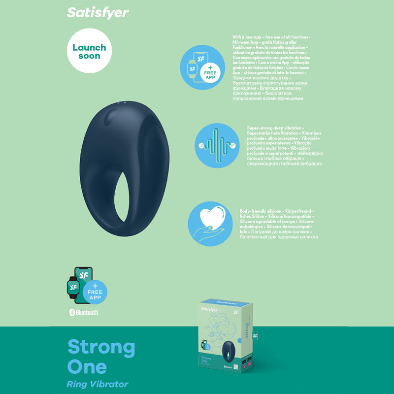 Satisfyer Strong One App Enabled Silicone Cock Ring – Rechargeable Adult Toy Blue > Sex Toys > Remote Control Toys