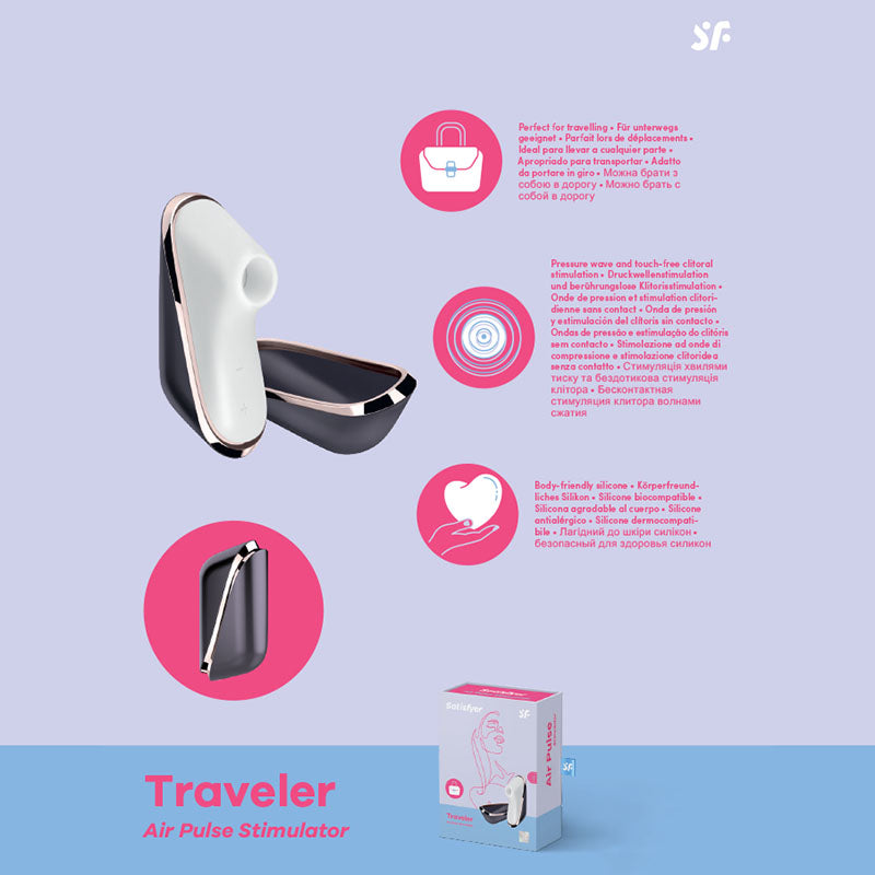 Satisfyer Pro Traveller 9cm USB Rechargeable Clitoral Stimulator Purple STIMULATORS