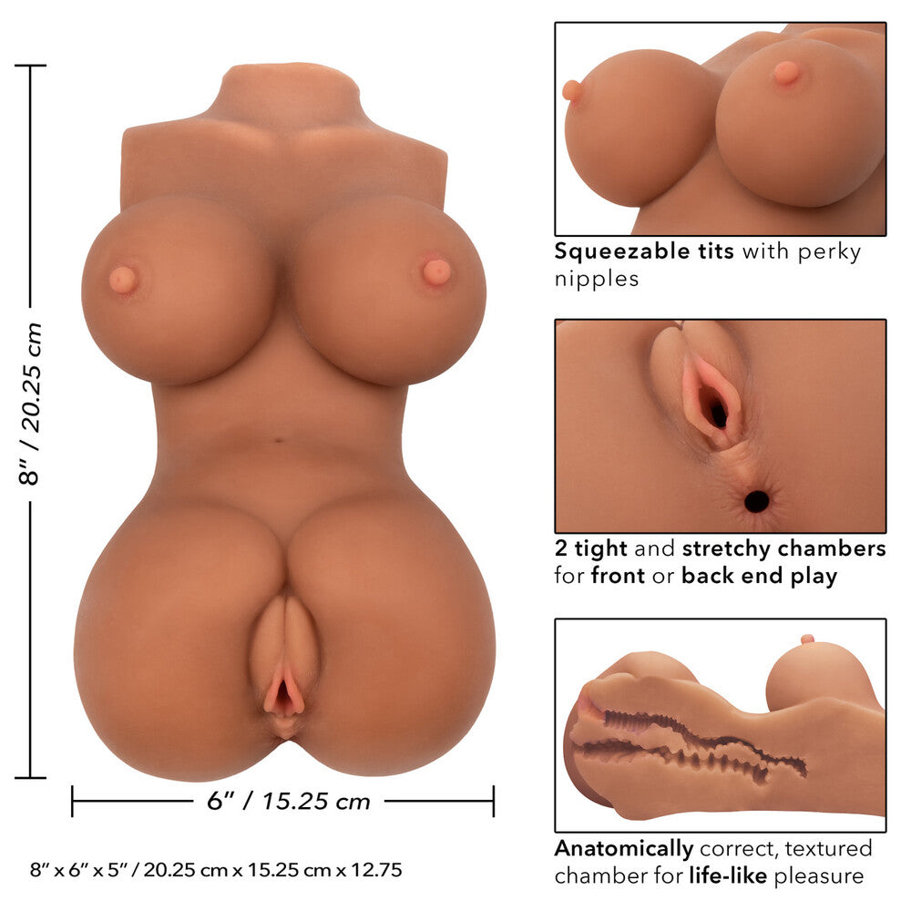 Stroke It Body Banger Male Masturbator Real Flesh Brown Strokers - Manual