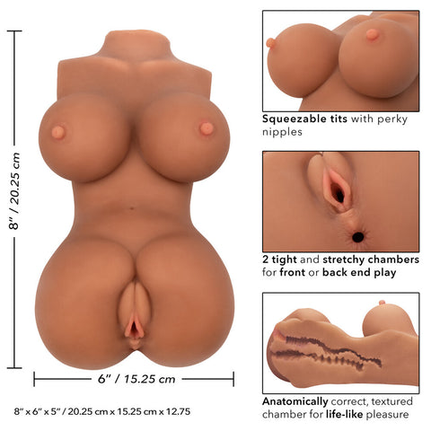 Stroke It Body Banger Male Masturbator Real Flesh Brown Strokers - Manual