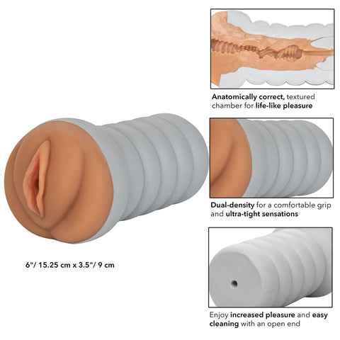 Gripper Ribbed Tight Pussy Brown Masturbator Strokers - Manual