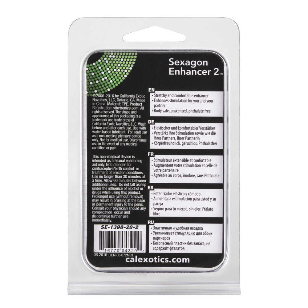 Sexagon Enhancer 2 Clear Stretch Cock Ring For Adult Men > Sex Toys For Men > Love Rings