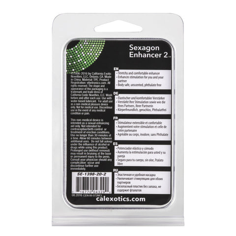 Sexagon Enhancer 2 Clear Stretch Cock Ring For Adult Men > Sex Toys For Men > Love Rings