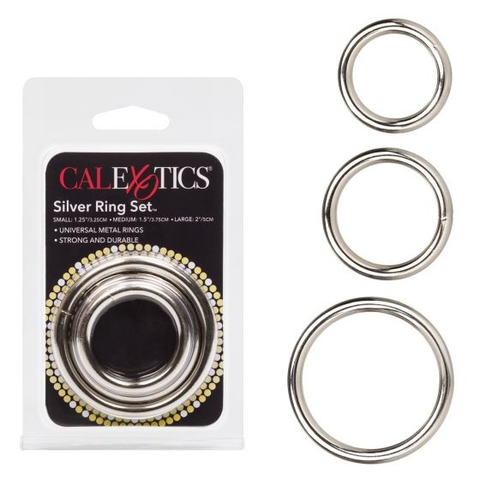 3 Piece Silver Ring Set Silver COCK RING Set