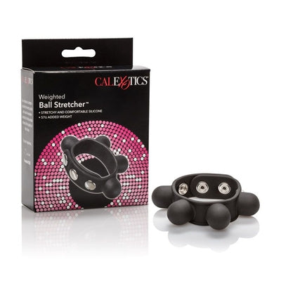 Weighted Ball Stretcher Cock Ring – Silicone Comfort Fit Ring Black Ball Stretcher